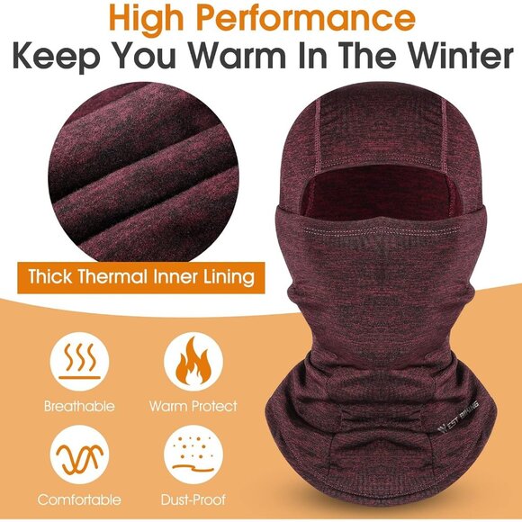 Balaclava Face Mask Windproof Thermal Hooded Hat for Men and Women Polyester - Picture 2 of 9